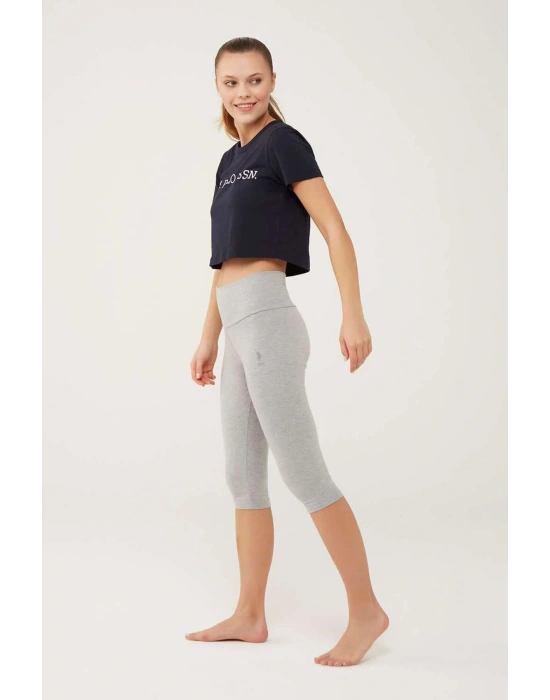 Kadın Gri Melanj Kısa Tayt 16608