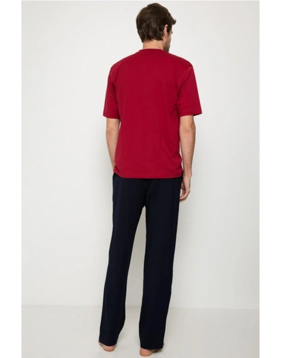 5370 Pijama Şort 3 Lü Damat Çeyiz Seti - Bordo