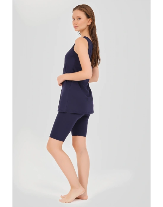 Spor Biye Detaylı Askılı Yarı Kapalı Mayo