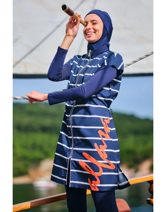 Dümen Çizgili Tesettür Mayo