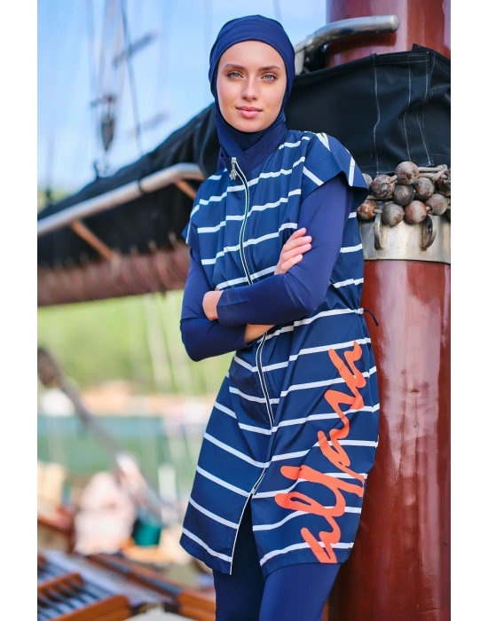 Dümen Çizgili Tesettür Mayo