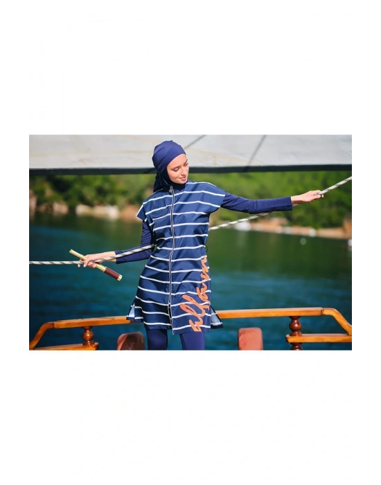 Dümen Çizgili Tesettür Mayo