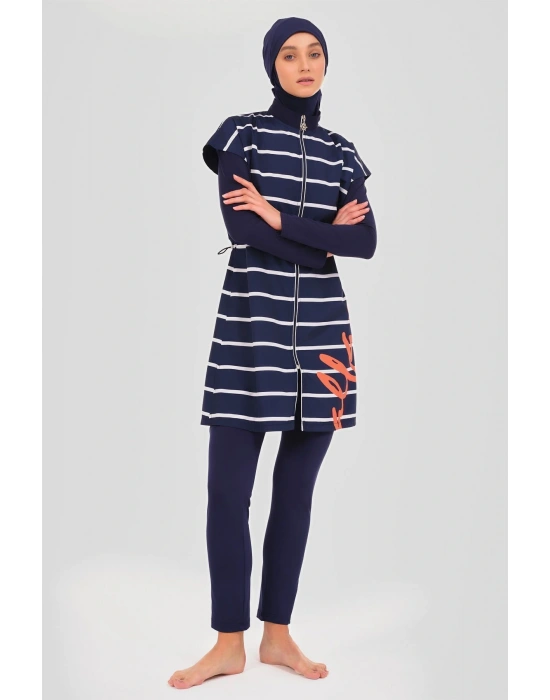 Dümen Çizgili Tesettür Mayo