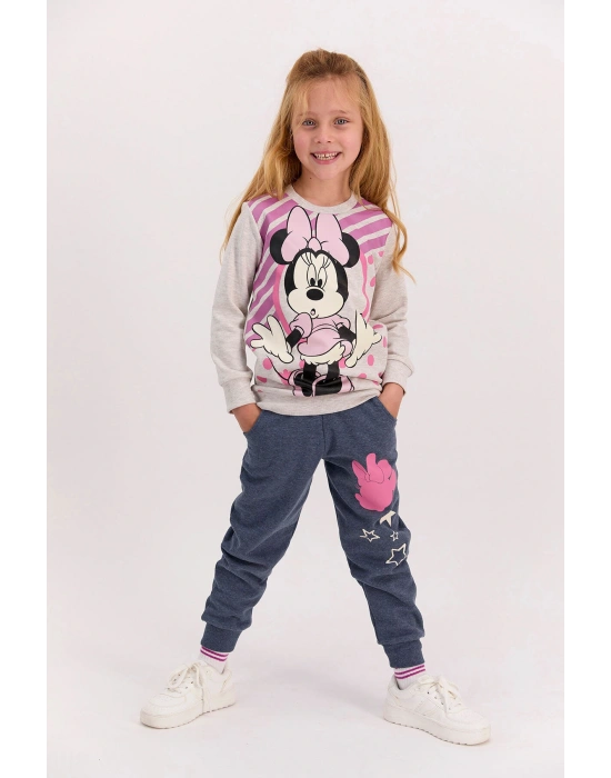 Lisanslı Bejmelanj Kız Çocuk Eşofman Takımı