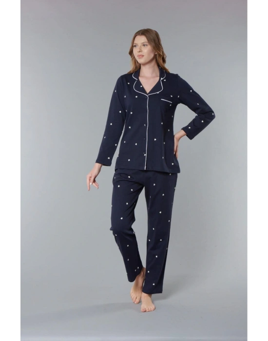 Melodi Kadın Pamuklu Düğmeli Pijama Takım 9136