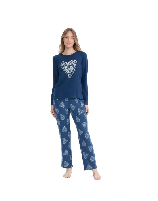 U.S. Polo Assn. Kadın Lacivert Yuvarlak Yaka Pijama Takımı