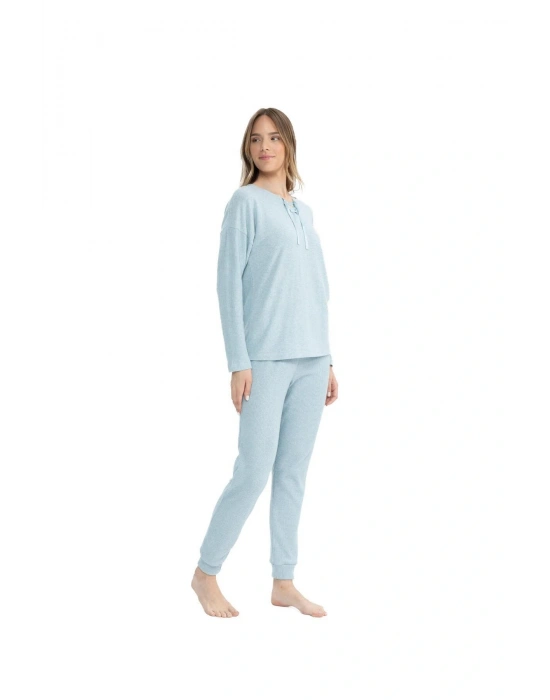 U.S. Polo Assn. Kadın Mavi Melanj Pijama Takımı