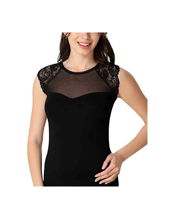 1270 Göğüs Tül Omuz Dantel Tişört