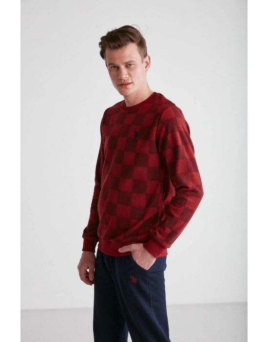U.S. POLO ASSN. - Erkek Bordo Yuvarlak Yaka Pijama Takımı