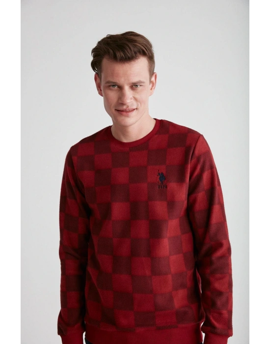 U.S. POLO ASSN. - Erkek Bordo Yuvarlak Yaka Pijama Takımı