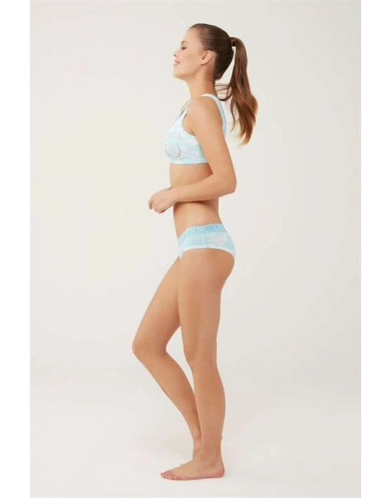 Kadın Lisanslı Mavi Büstiyer Şort Takım