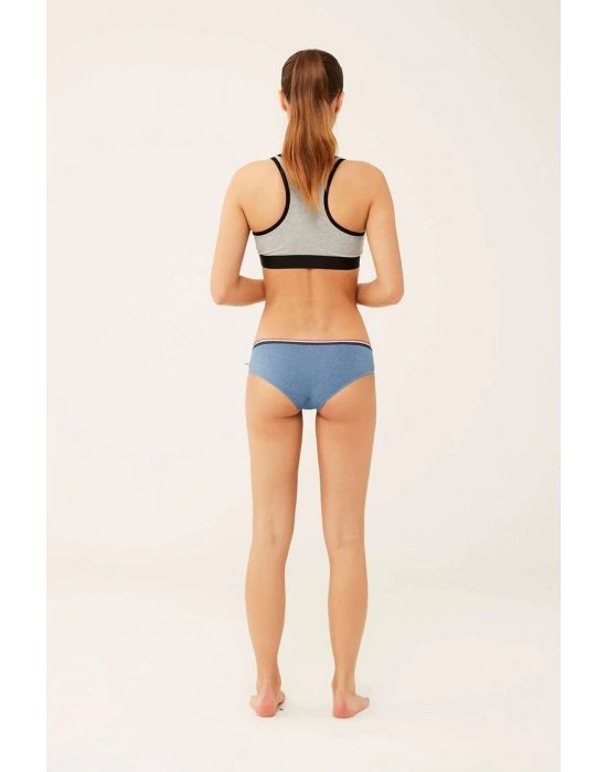 Kadın Beyaz - Mavi Melanj - Gri Melanj 3 Lü Şort