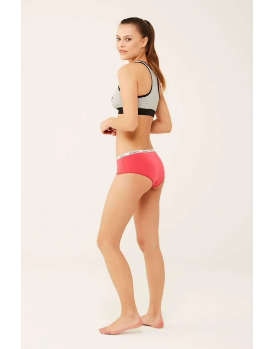 Kadın Pamuklu Likralı 3lü Çok Renkli Turkuaz - Neon Yeşil - Mercan Şort Külot