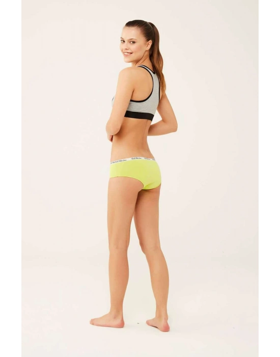 Kadın Pamuklu Likralı 3lü Çok Renkli Turkuaz - Neon Yeşil - Mercan Şort Külot