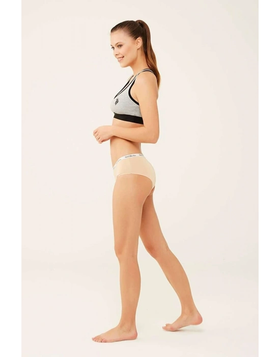 3lü Paket, (siyah & Beyaz & Ten) Pamuklu & Likralı, Yüksek Bel, Kadın Şort Külot