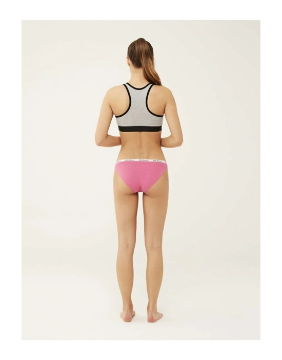 Pamuklu & Likralı, 3lü Kadın Slip Külot Fuşya & Gri & Mavi