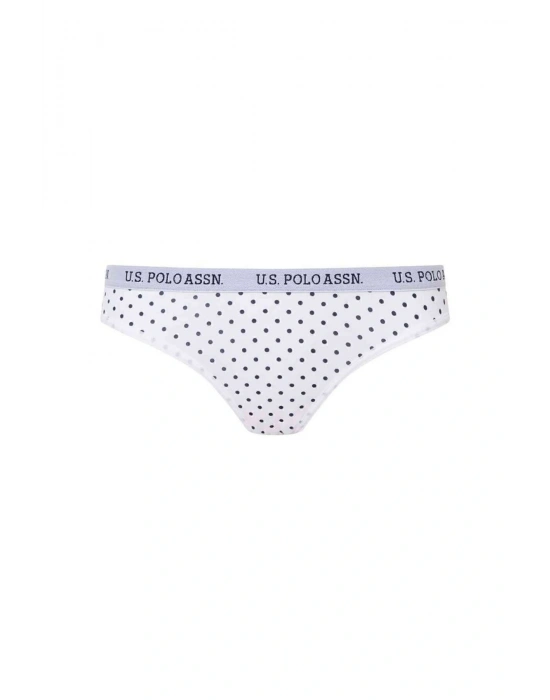 Kadın Beyaz & Lacivert Puantiyeli Likralı Pamuklu Büstiyer Slip Set