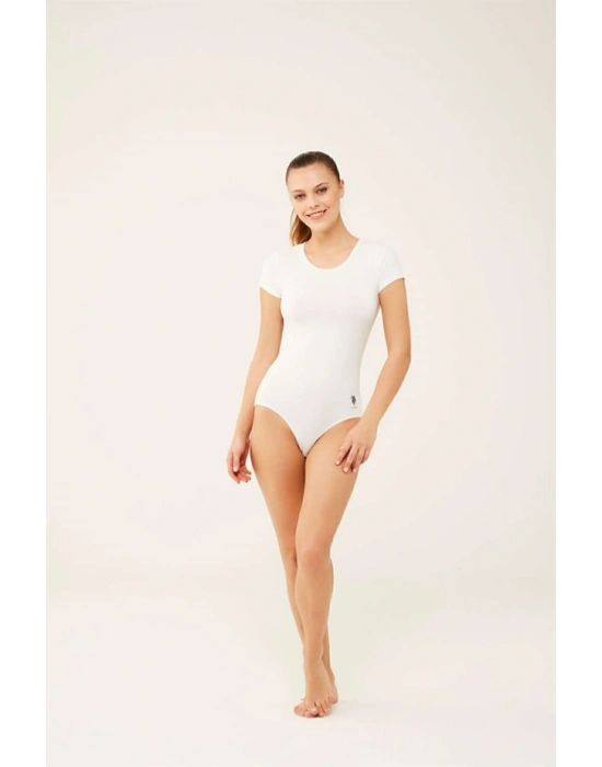 Kadın Beyaz Kısa Kollu Çıtçıtlı Body 66286