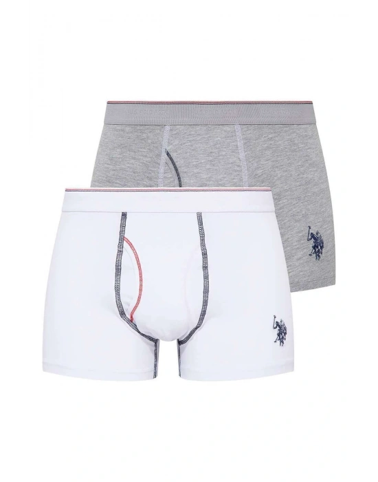 U.s Polo Assn. 80093 Erkek 2 Li Boxer-beyaz&grimelanj