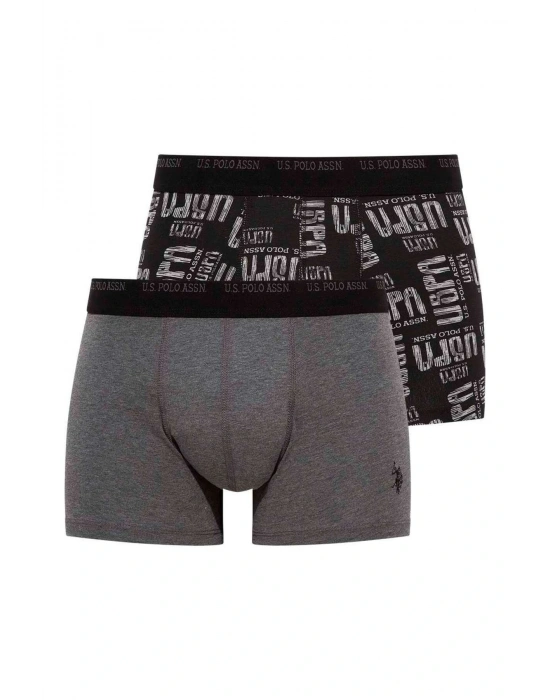 Erkek Antrasit Melanj - Siyah 2 Li Boxer