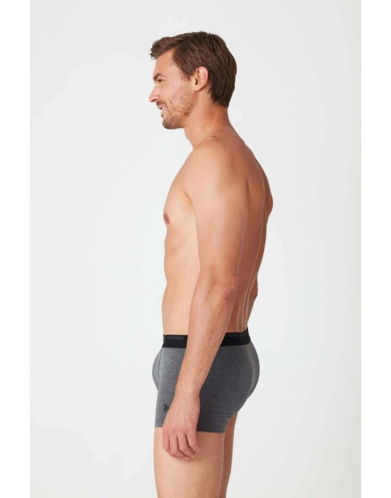 Erkek Antrasit Melanj - Siyah 2 Li Boxer