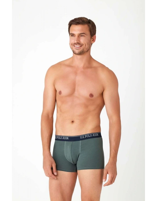 Erkek Likralı Pamuklu Haki Tekli Boxer