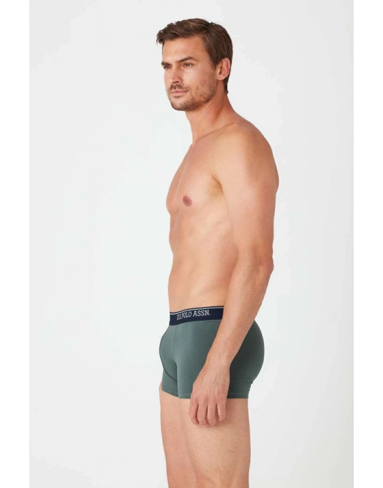 Erkek Likralı Pamuklu Haki Tekli Boxer