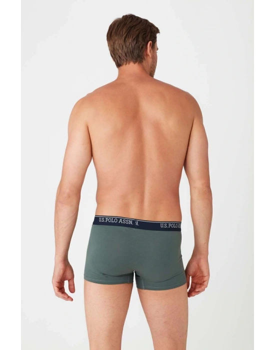 Erkek Likralı Pamuklu Haki Tekli Boxer