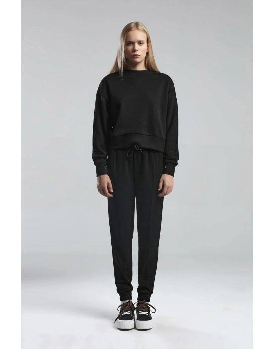 KADIN BASIC BİSİKLET YAKA UZUN KOL SWEATSHIRT Black