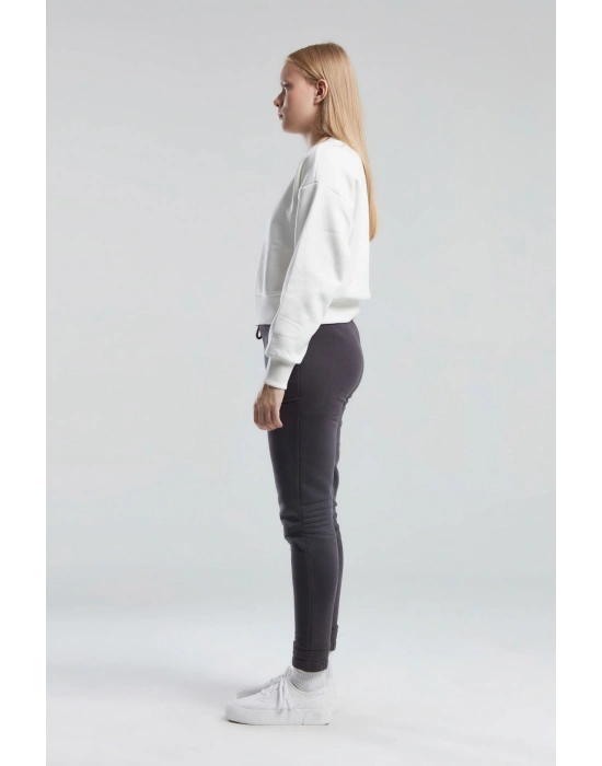 KADIN BASIC BİSİKLET YAKA UZUN KOL SWEATSHIRT Whıte