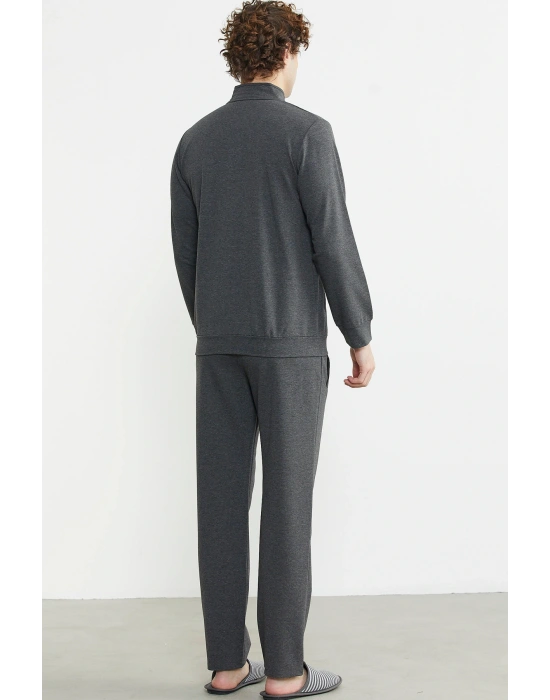 Dik Yaka Fermuarlı Eşofman Takım - Antrasit