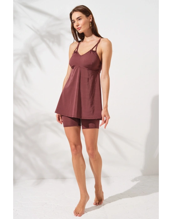 Lisa Şortlu V Yaka Tankini Toffee 231500
