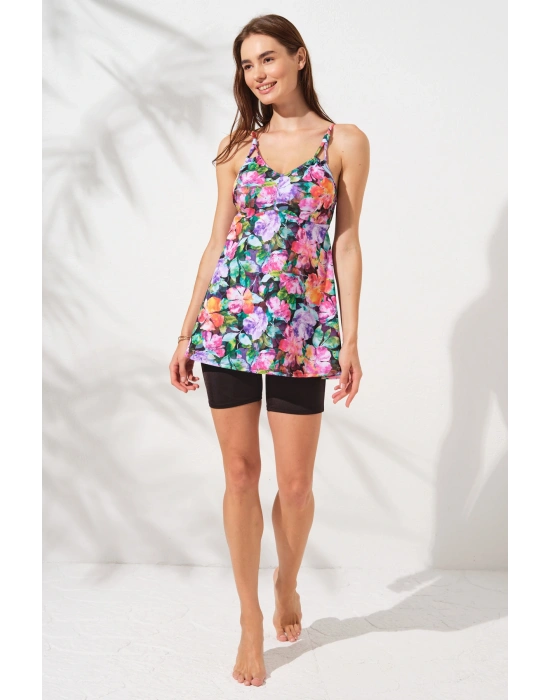 Şortlu V Yaka Tankini