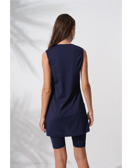 Fermuarlı Kolsuz Tesettür Mayo LACIVERT