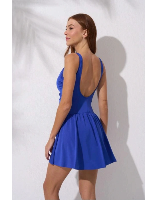 Şortlu V Yaka Kruvaze Elbise Mayo