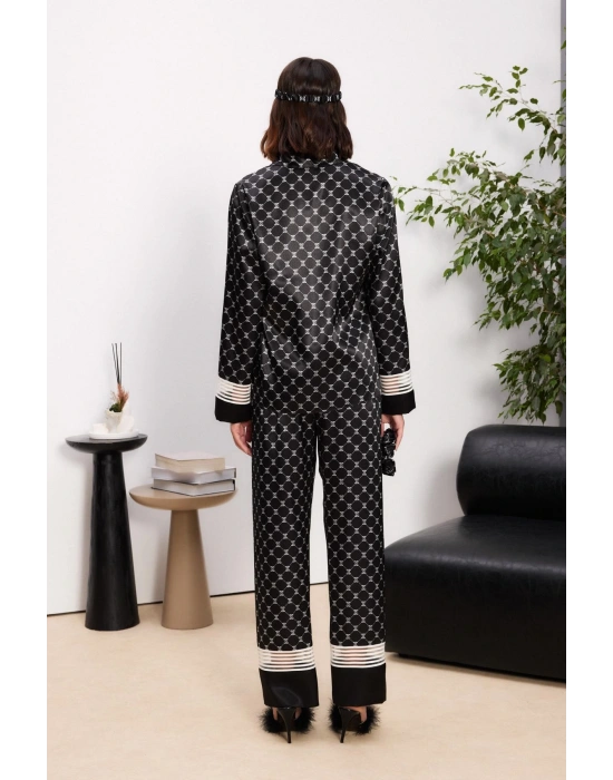 Saten Kadın Pijama Takımı - 1320 Siyah