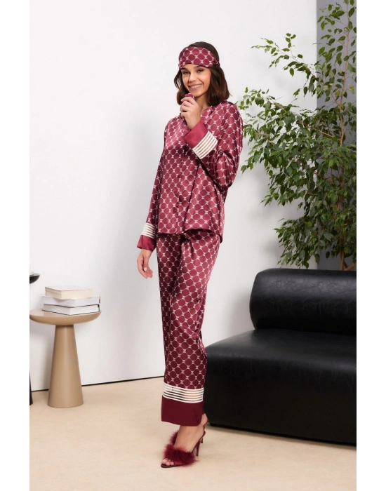 Saten Kadın Pijama Takımı - 1320 Bordo