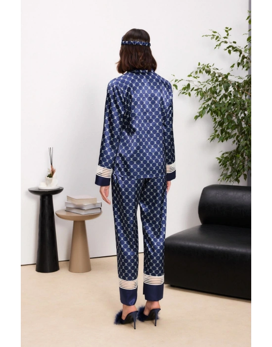 Saten Kadın Pijama Takımı - 1320 Lacivert