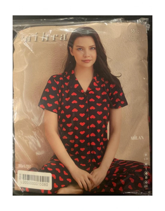 MİHRA  MİLAN DÜĞMELİ  DES.PİJAMA TAKIM50501