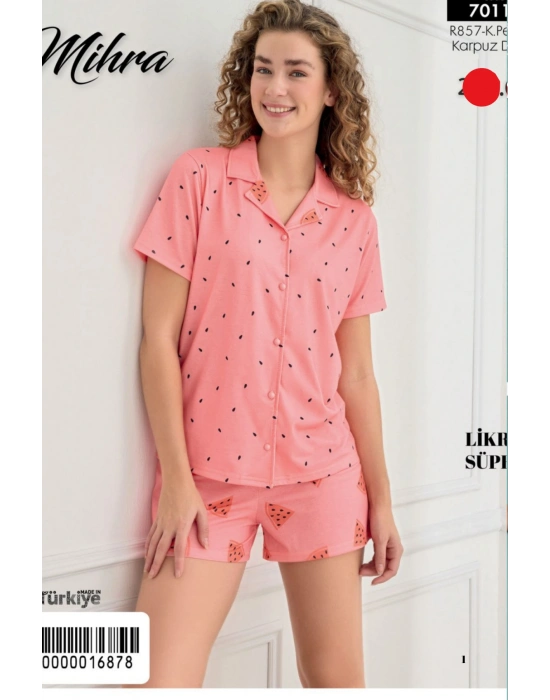 Yumuşak Dokulu Kadın Önden Düğmeli Şortlu Takım 70115