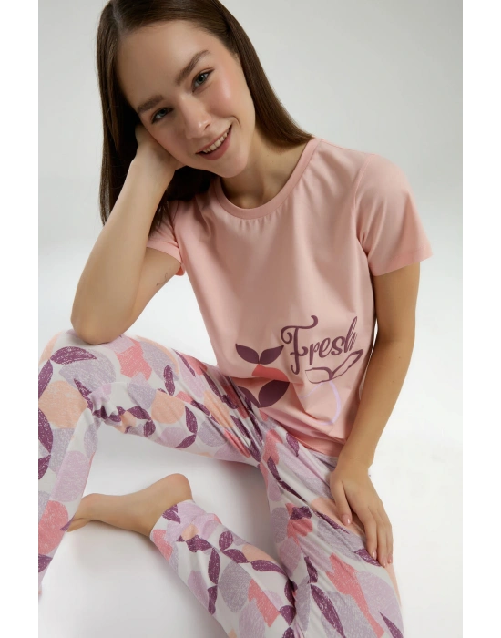 Kadın Turuncu Kısa Kol Pijama Takım