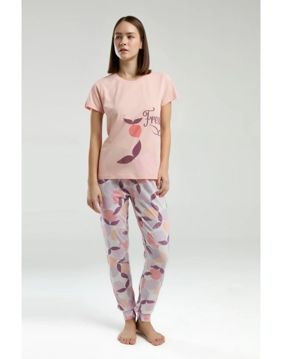 Kadın Turuncu Kısa Kol Pijama Takım