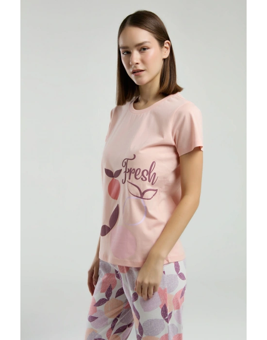 Kadın Turuncu Kısa Kol Pijama Takım