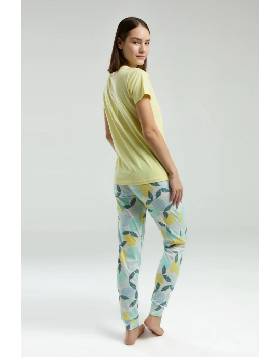 Kadın Sarı Kısa Kol Pijama Takım