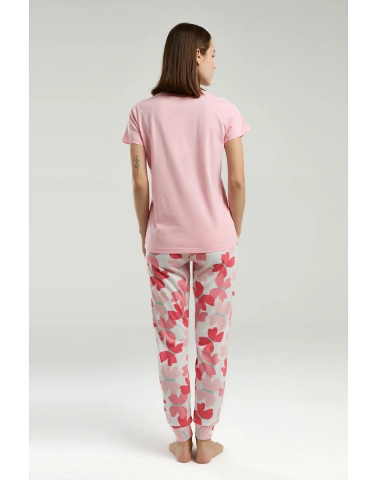 Kadın Pembe Kısa Kol Pijama Takım