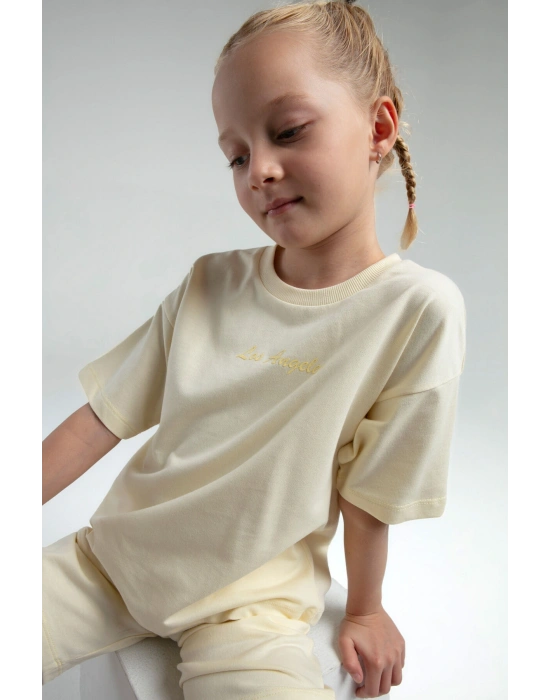 Kız Çocuk Sarı Bermuda Takım