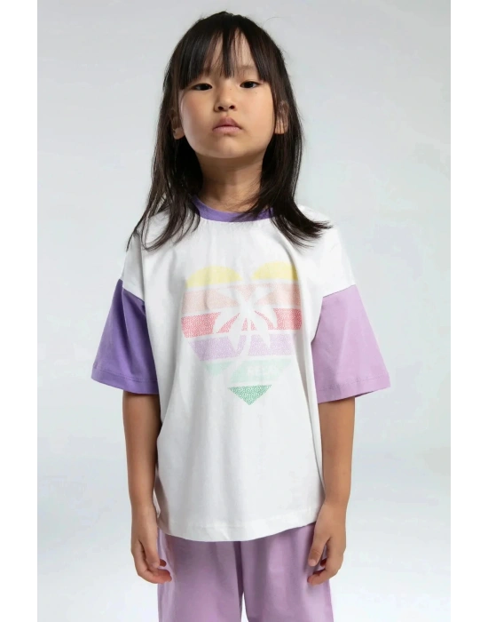 Kız Çocuk Mor Bermuda Takım