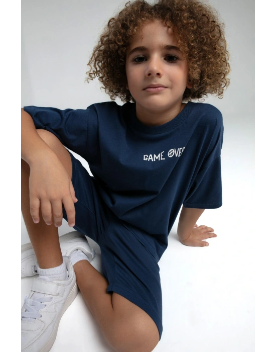 Erkek Çocuk Mavi Bermuda Takım