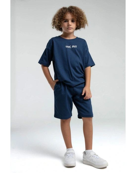 Erkek Çocuk Mavi Bermuda Takım