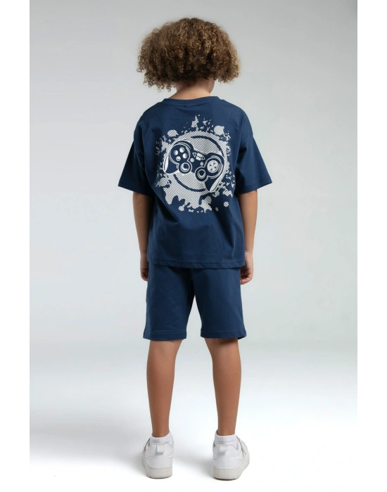 Erkek Çocuk Mavi Bermuda Takım